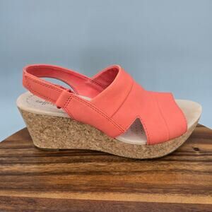 Clarks Sandals Women's 10 M Coral Nubuck Annadel Slingback Wedge Platform